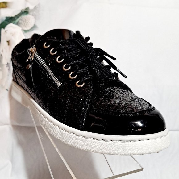 FOREVER BLACK GLITTER ZIP ACCENT ULTRA SNEAKERS 10 - Picture 3 of 8